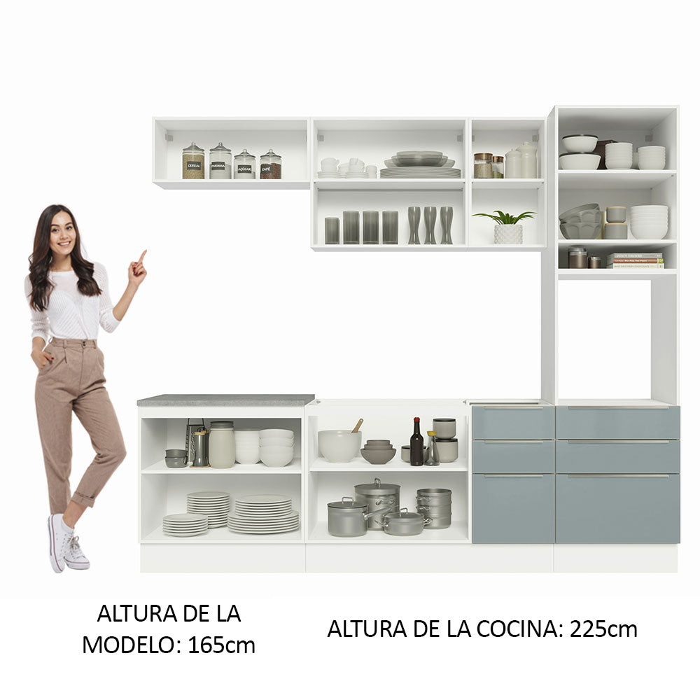 Cocina Integral 260cm Lux Blanco/Gris 08