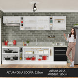 Cocina Integral 300cm Blanco/Negro Lux de Sabrina