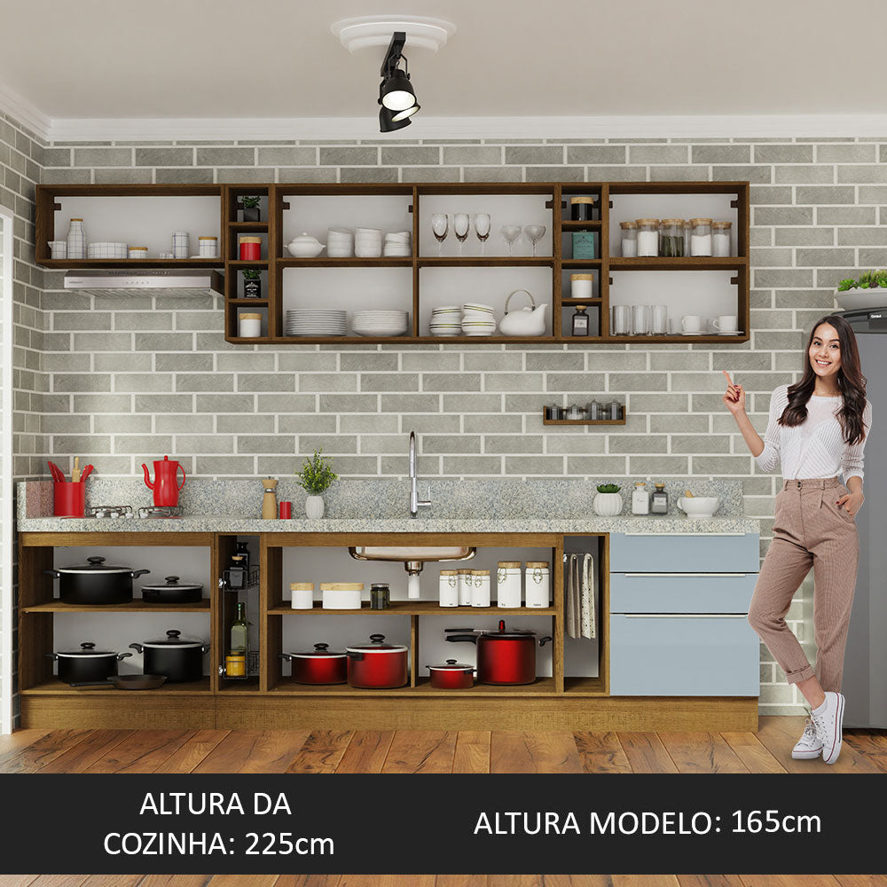 Cocina Integral 300cm Marrón/Gris Lux de Sabrina Madesa