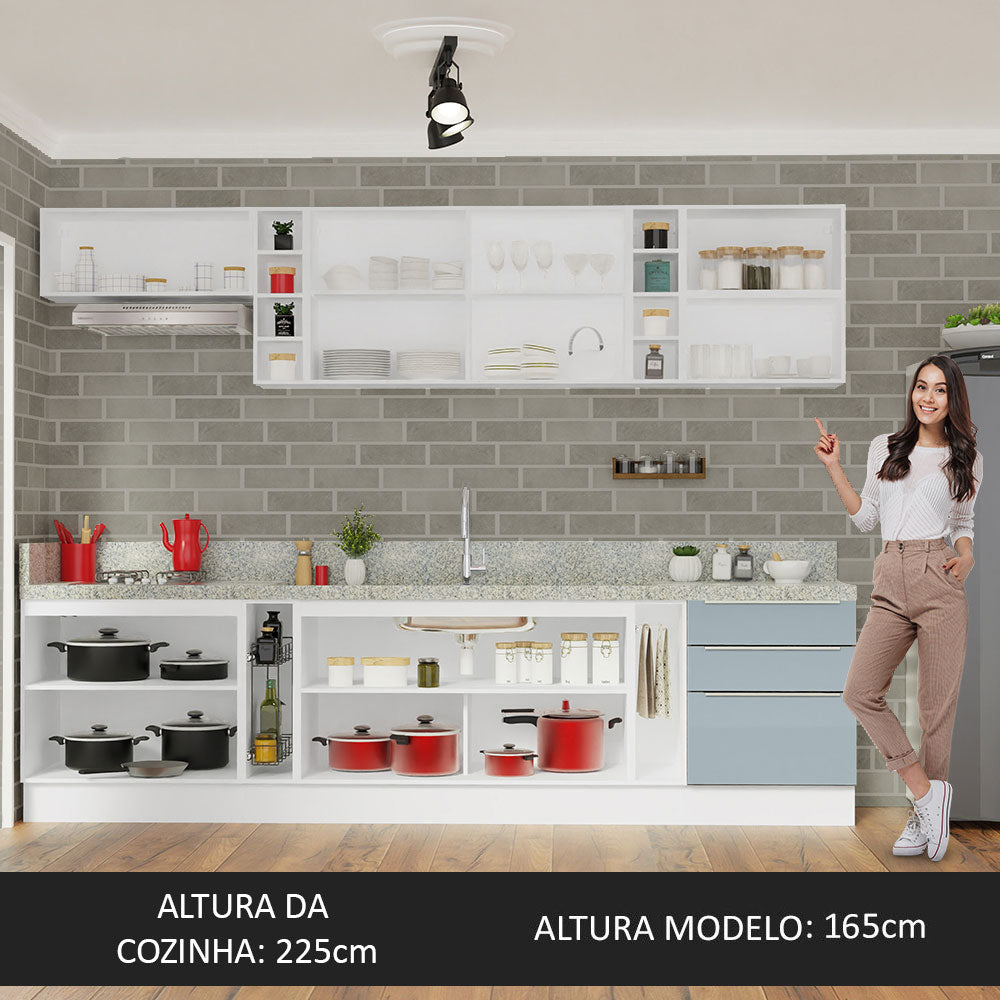 Cocina Integral 300 cm Lux Sabrina Blanco/Gris