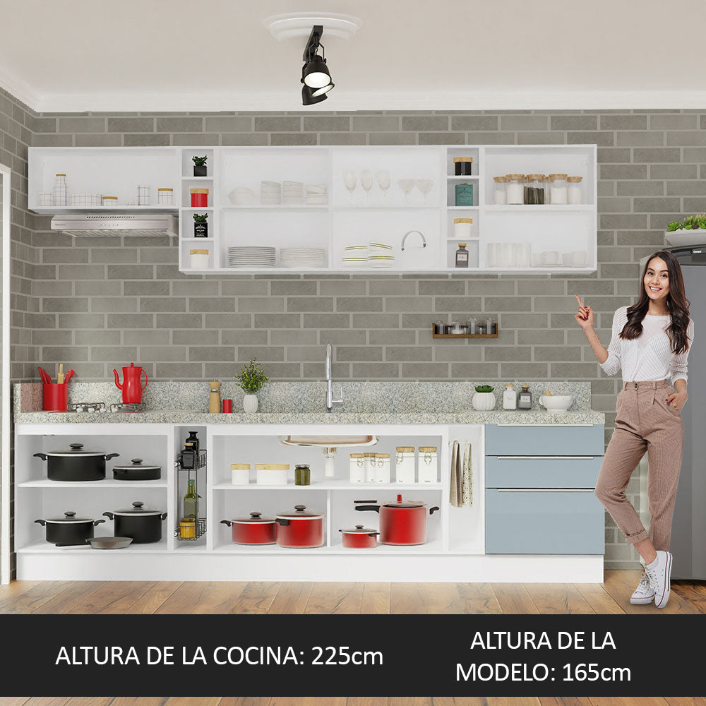 Cocina Integral 300 cm Lux Sabrina Blanco/Gris