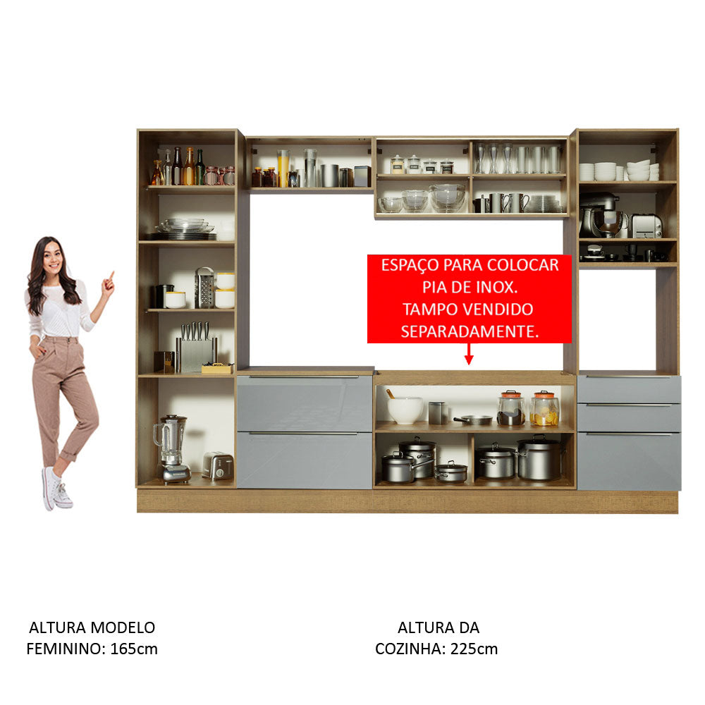 Cocina Integral 320cm Marrón/Gris Lux 01