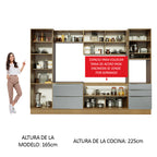 Cocina Integral 320 x 60 cm 9 Puertas 5 Cajones Con Mueble para Horno Marrón/Gris Lux Madesa 03