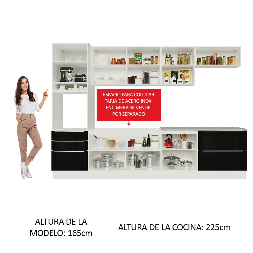 Cocina Integral 320cm Lux Blanco/Negro 04