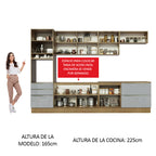 Cocina Integral 320 x 60 cm 8 Puertas 5 Cajones Con Mueble para Horno Marrón/Gris Lux Madesa