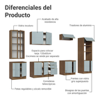 Cocina Integral 340 x 60 cm 14 Puertas 3 Cajones Con Vitrina Marrón/Gris Lux Madesa 02