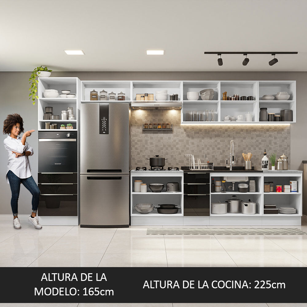 Cocina Integral 400cm Lux Blanco/Negro 01