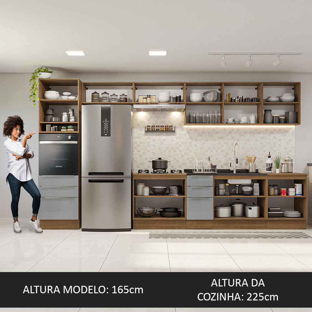 Cocina Integral 400cm Marrón/Gris Lux de Thauane Madesa