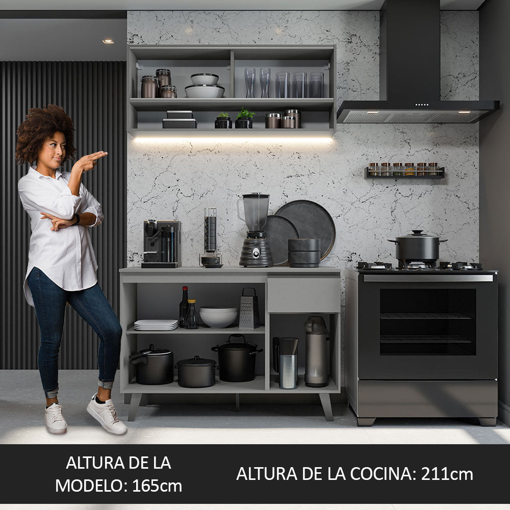 Cocina Compacta 120cm Gris Nice Madesa 02