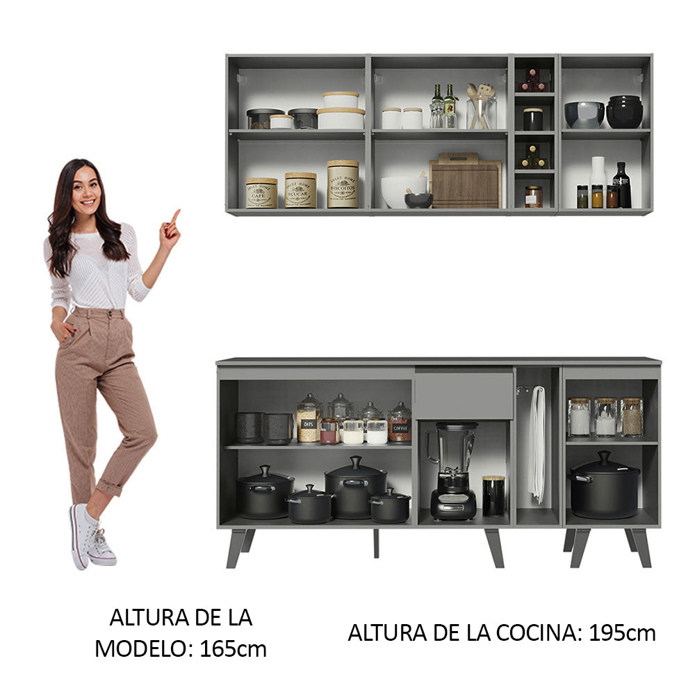 Cocina Integrale 180cm Gris Nice Madesa 01