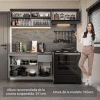 Cocina Compacta Flotante 200 x 52 cm 6 Puertas 1 Cajón Gris Nice Madesa