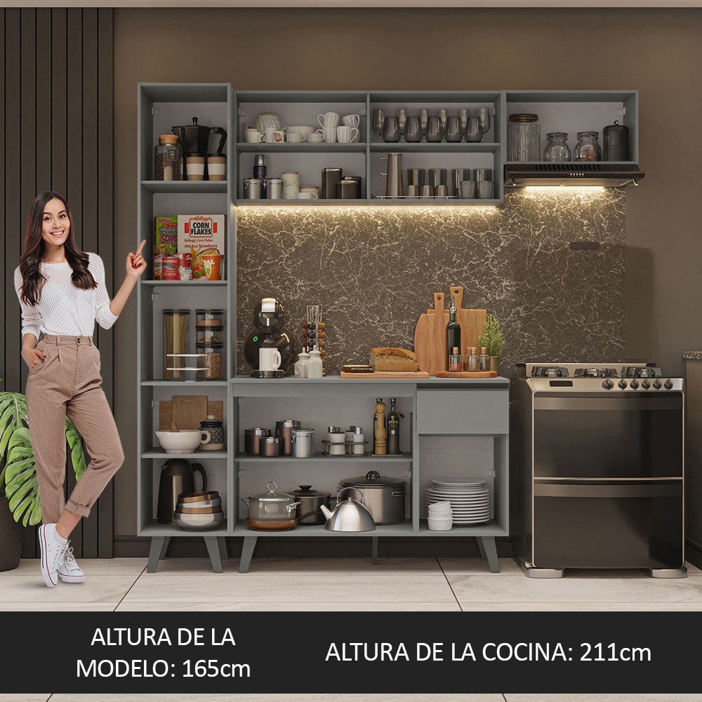 Cocina Integrale 220cm Gris Nice Madesa 01