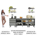 Cocina Compacta 240cm Gris Nice Madesa 01