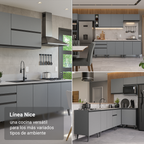 Cocina Integral 240 x 52 cm 8 Puertas 1 Cajón Gris Nice Madesa