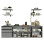 Kit 3 Gabinetes Bajos de Cocina Flotante 240 cm Gris Nice Madesa