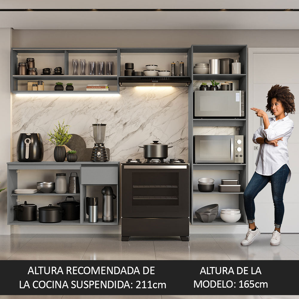 Cocina Integral 260 cm sin Patas Gris Nice 11