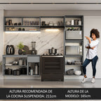 Cocina Integral Flotante 260 cm Con Mueble para Horno Gris Nice Madesa