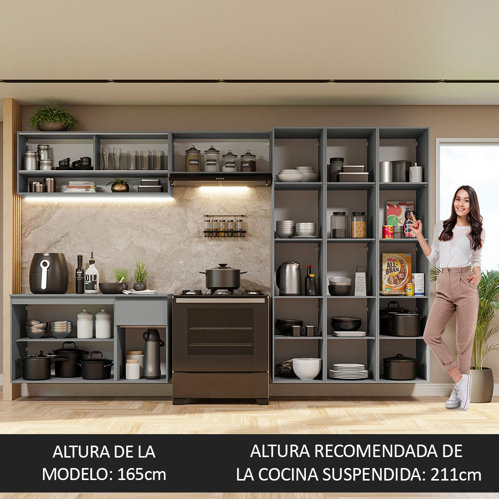 Cocina Integral 320 cm sin Patas Gris Nice 05