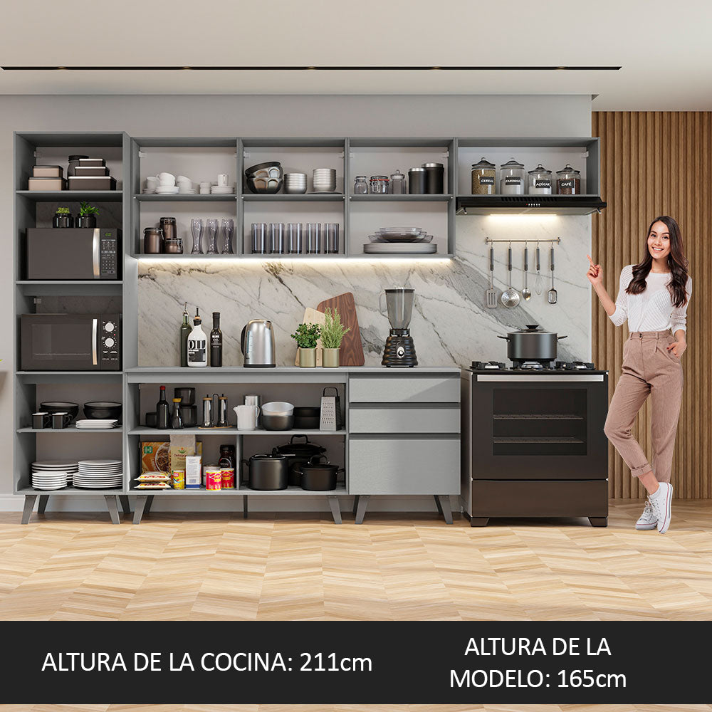Cocina Integrale 320cm Gris Nice Madesa 08