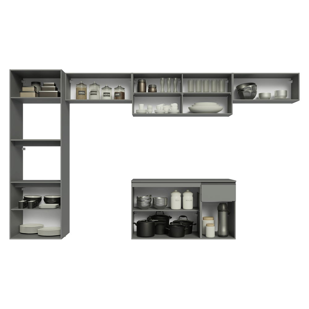 Cocina Integrale 340cm Suspendida Gris Nice Madesa 02