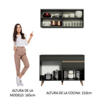 Cocina Compacta 120 x 52 cm 4 Puertas 1 Cajón Negro Reims Madesa