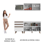 Cocina Compacta 180 x 52 cm 4 Puertas 3 Cajones Blanco Reims Madesa