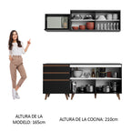Cocina Compacta 180 cm Negro Reims Madesa