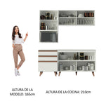 Cocina Compacta 180 x 52 cm 5 Puertas 3 Cajones Blanco Reims Madesa 01