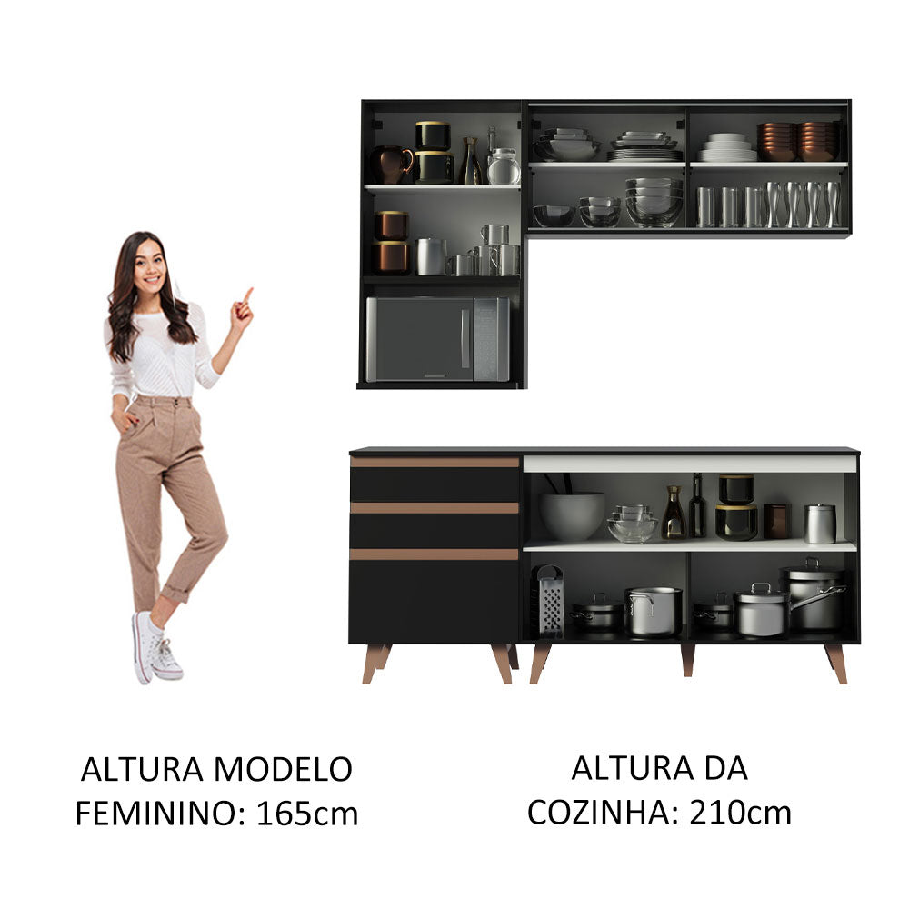 Cocina Compacta 180cm Negro Reims 02