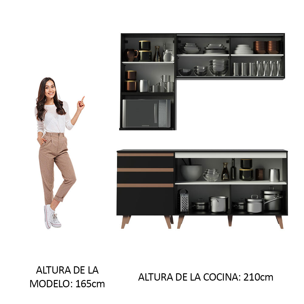 Cocina Compacta 180cm Negro Reims 02