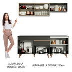 Cocina Compacta 190 x 52 cm 7 Puertas 1 Cajón Negro/Marrón Reims Madesa
