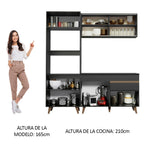 Cocina Compacta 190 cm Con Mueble para Horno Negro Reims Madesa