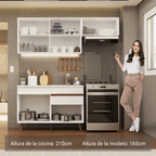 Cocina Compacta 190 x 52 cm 5 Puertas 1 Cajón Blanco Reims Madesa 04