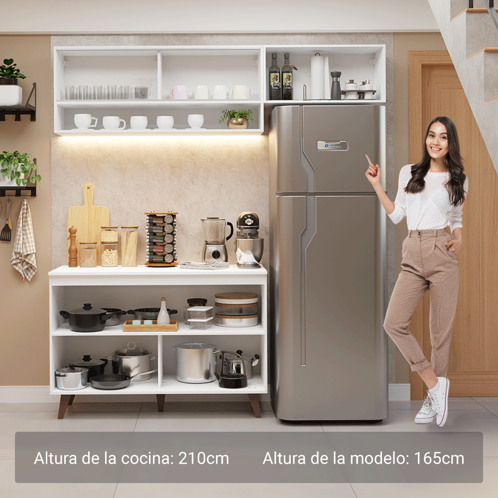 Cocina Compacta 190 x 52 cm 5 Puertas Blanco Reims Madesa 07