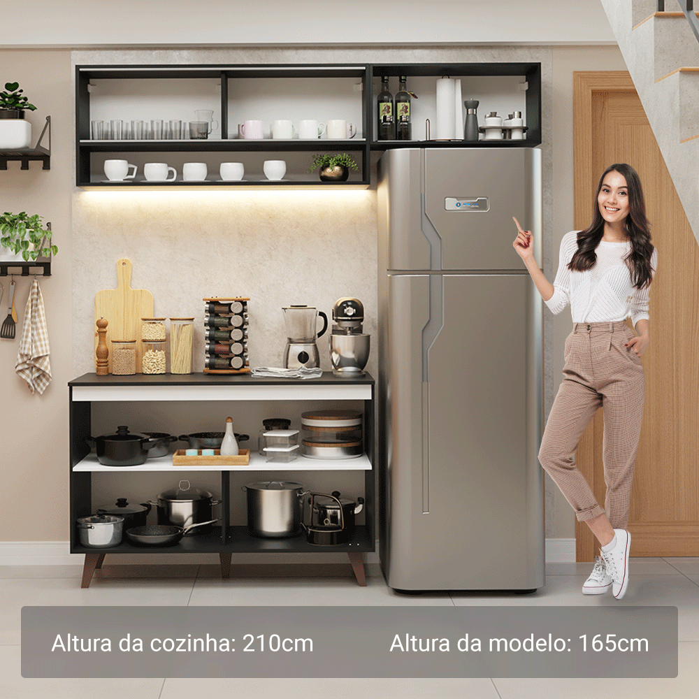 Cocina Compacta 190cm Negro Reims 07