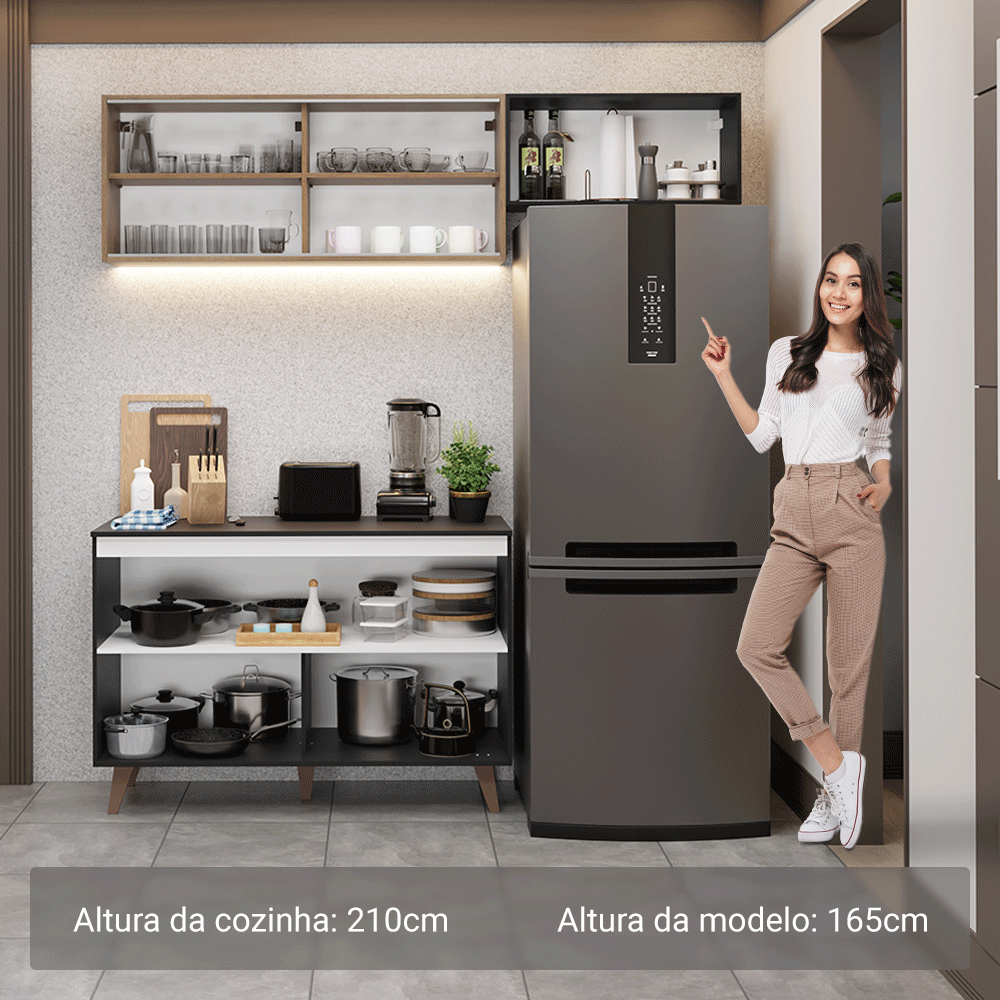 Cocina Compacta 190cm Negro/Marrón Reims 09