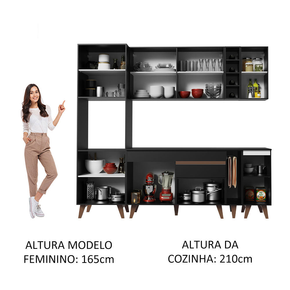 Cocina Integral 235cm Negro Reims Madesa 02