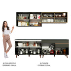 Cocina Integral 240 cm Negro/Marrón Reims Madesa