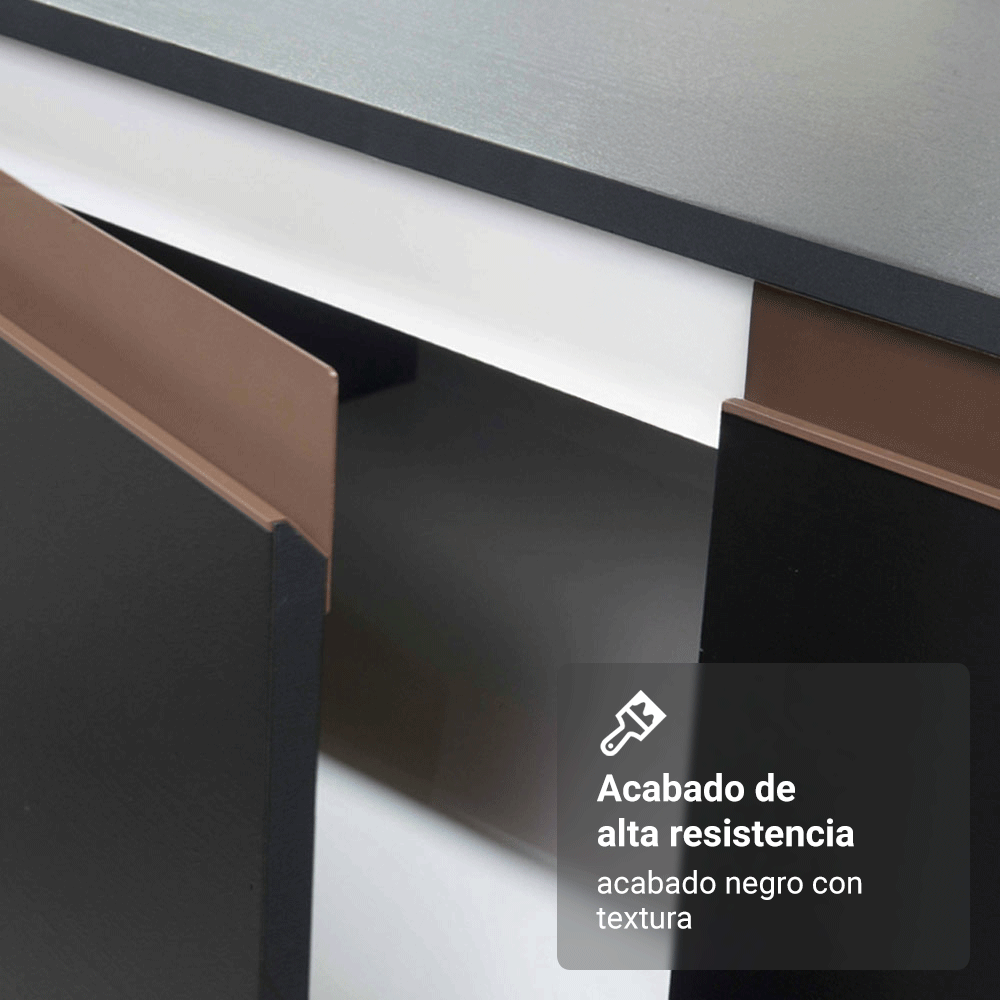 Kit 3 Gabinetes Bajos de Cocina 240 cm Negro Reims Madesa