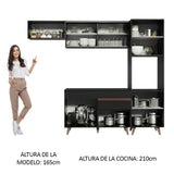 Cocina Integral 250cm Negro Reims Madesa 03