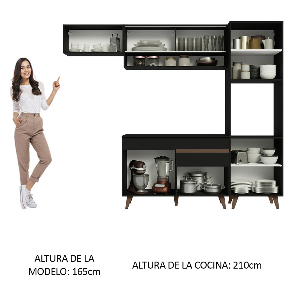 Cocina Integral 250cm Negro Reims Madesa 04