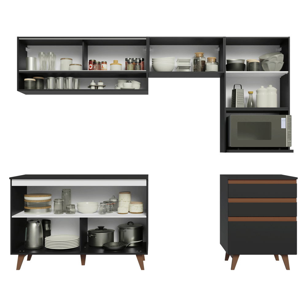 Cocina Integral 250 cm Negro Reims Madesa