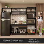 Cocina Integral 260 cm Con Mueble para Horno Negro Reims Madesa