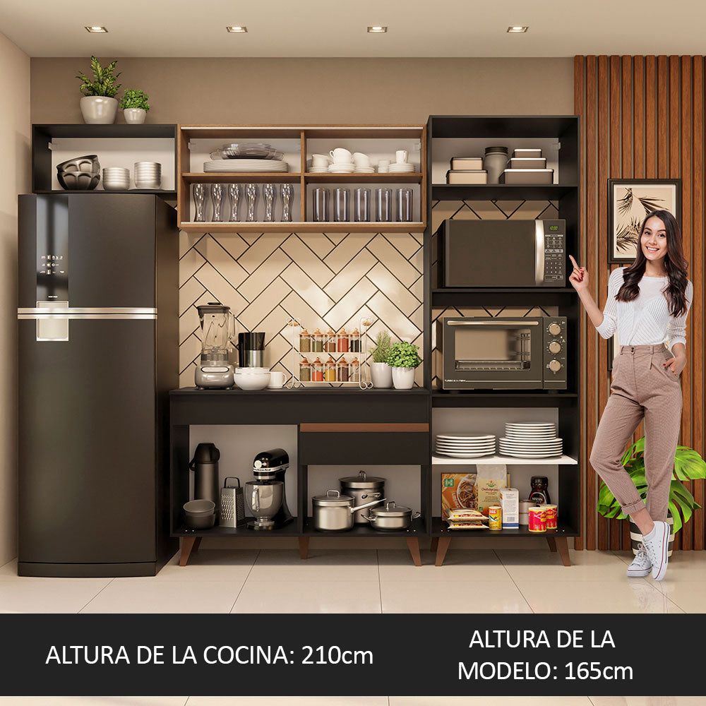 Cocina Integral 260 cm Negro/Marrón Reims 01