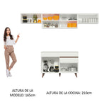 Cocina Integral 260 x 52 cm 6 Puertas 1 Cajón Blanco Reims Madesa