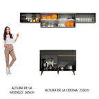 Cocina Integral 260 x 52 cm 6 Puertas 1 Cajón Negro Reims Madesa