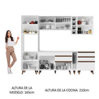 Cocina Integral 260 x 52 cm 7 Puertas 4 Cajones Con Mueble para Horno Blanco Reims Madesa 04