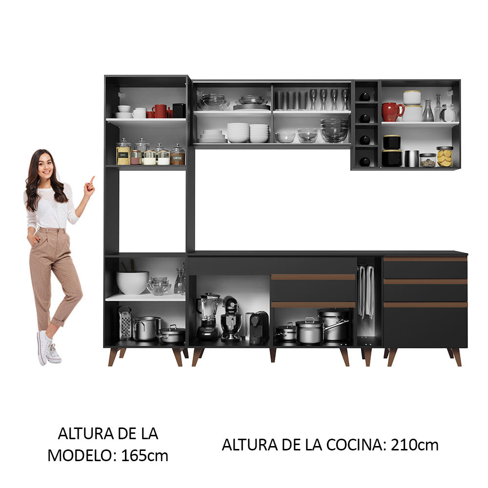 Cocina Integral 260cm Negro Reims Madesa 04