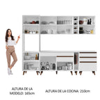 Cocina Integral 260 x 52 cm 7 Puertas 4 Cajones Con Mueble para Horno Blanco Reims Madesa 05