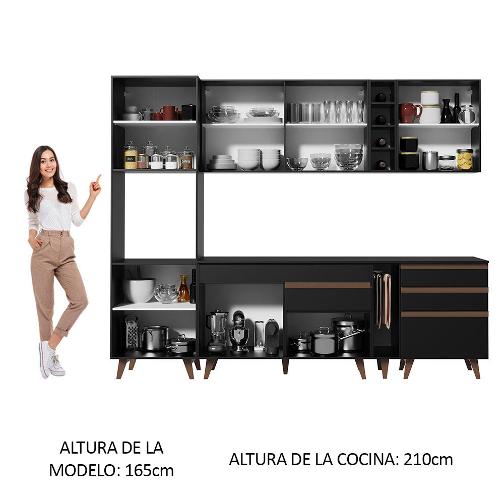 Cocina Integral 260cm Negro Reims Madesa 05